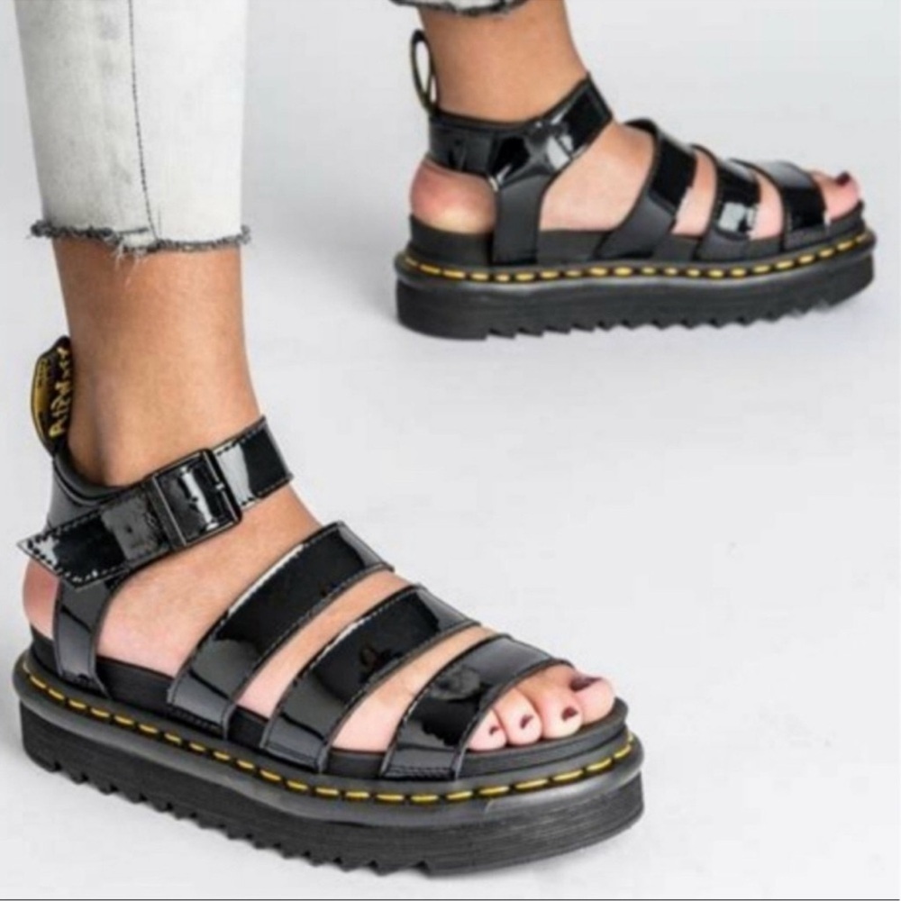 DR MARTENS Blaire patent‎ leather gladiator sandal Sz 8